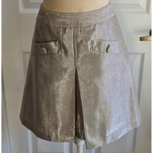 metrostyle women Cotton Blend Gold metalic threadskirt size 12 Vintage Style